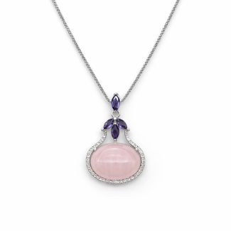Qafore Silver me Gur Rose Quartz & Kristale Vjollcë
