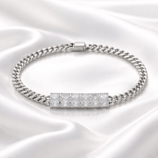 Dorzore Silver me Zinxhir Cuban dhe Gurë Zirkon