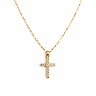 Varëse Gold me Kryq dhe Kristale – Elegant Cross Necklace
