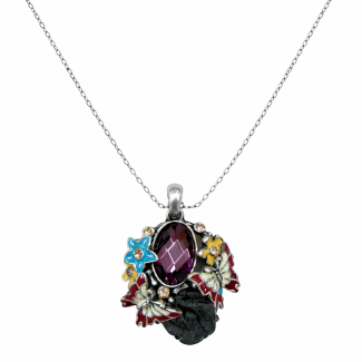 Qafore elegante me gur vjollcë dhe dizajn floral